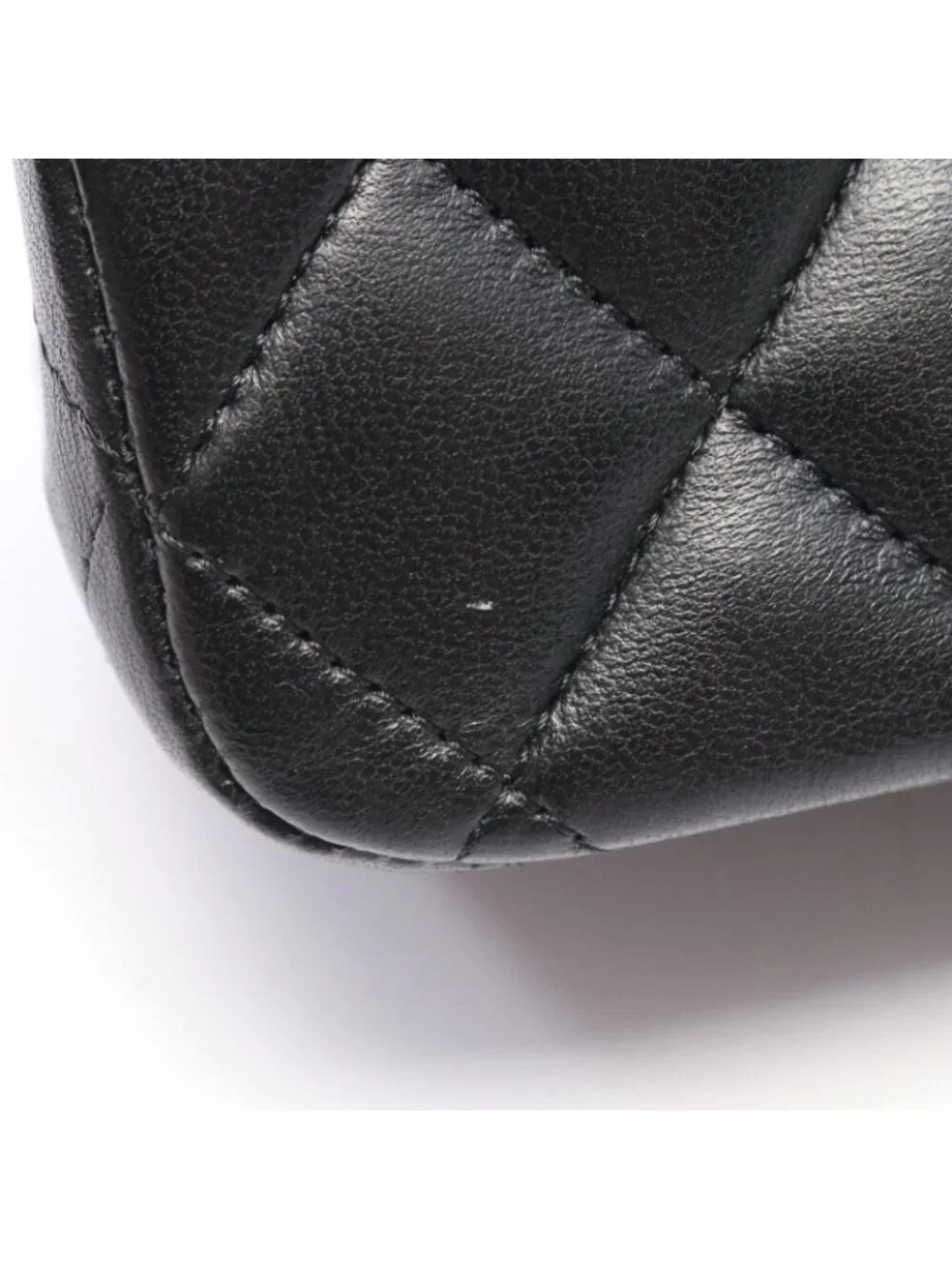 Chanel Shoulder Bag Quilted Double Flap Black Lambskin Chain